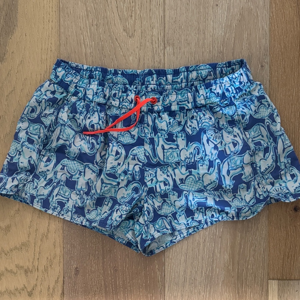 Blue Elephant Print Shorts